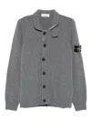Stone Island Knit Button-up Jumper In Lamb Wool And Nylon Blend