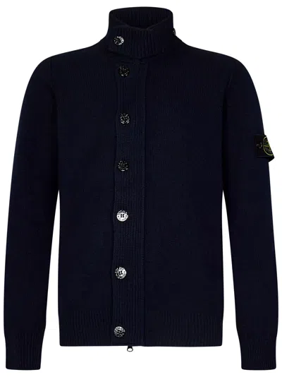 Stone Island Cardigan In Blue