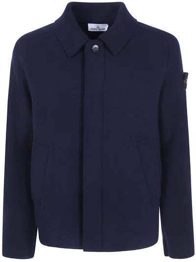 Stone Island Logo-patch Button-up Jacket In Pink