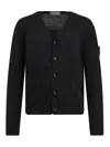 Stone Island Cardigan In Lana Vergine In Black