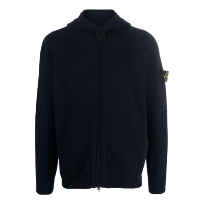 Stone Island Cardigan Jacket 'black' In Blue