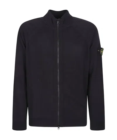 STONE ISLAND STONE ISLAND LOGO PATCH ZIPPED KNIT CARDIGAN