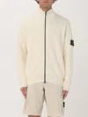 Stone Island Logo Badge Cardigan Sweaters And Cardigans White In White