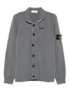 Stone Island Cardigan With Buttons And Logo Patch In Gray