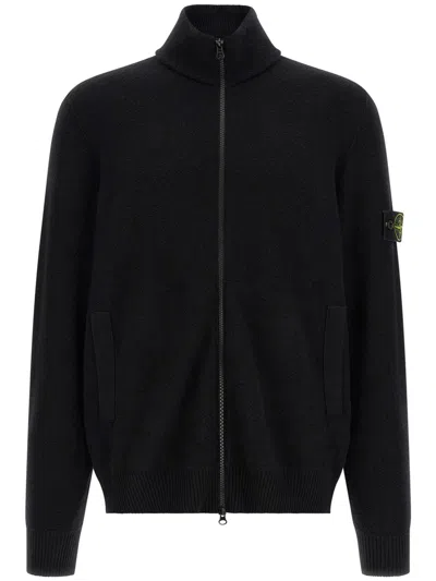 Stone Island Cardigan With Logo By  In Black