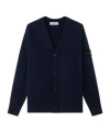 Stone Island Cardigan With Reverse Stitch Details And Button Fastening In Blue