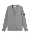 Stone Island Cardigan With Reverse Stitch Details And Button Fastening In Gray