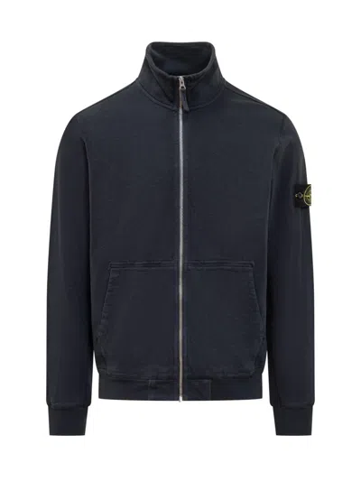 Stone Island Cardigan With Zip In Blue