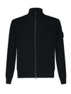 Stone Island Zip-up Jacket With Logo Patch In Blue