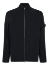 Stone Island High Neck Zip Fastening Sweater With Pouch Pockets In Blue