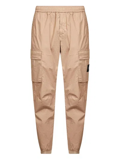 Stone Island Cargo Badge Trousers In Brown