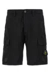 Stone Island Cotton Bermuda Shorts Featuring Cargo Pockets In Black