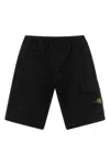Stone Island Old Effect Cotton Cargo Bermuda Shorts Clothing In Black