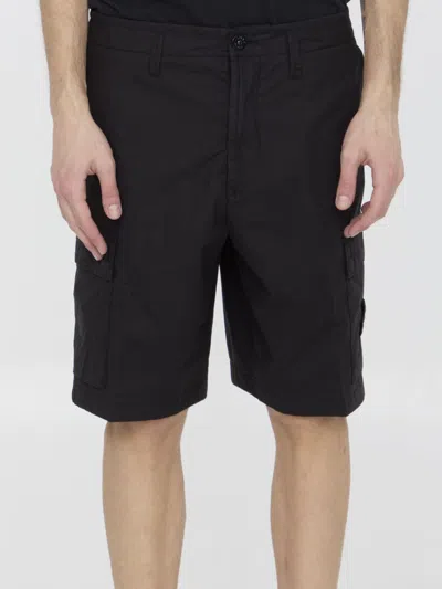 Stone Island Cargo Bermuda Shorts In Black