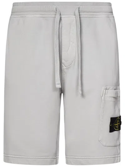 Stone Island Cargo Bermuda Shorts In Organic Cotton Fleece In Gray