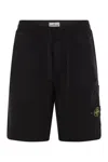 Stone Island Blue Shorts With Elastic Drawstring Waist And Logo Patch On The Front In Cotton Man