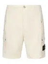 Stone Island Comfort Fit Cargo Bermuda Shorts With Elasticated Waistband In White