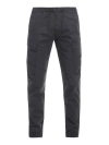 Stone Island Green Stretch Cotton Cargo Trousers In Blue