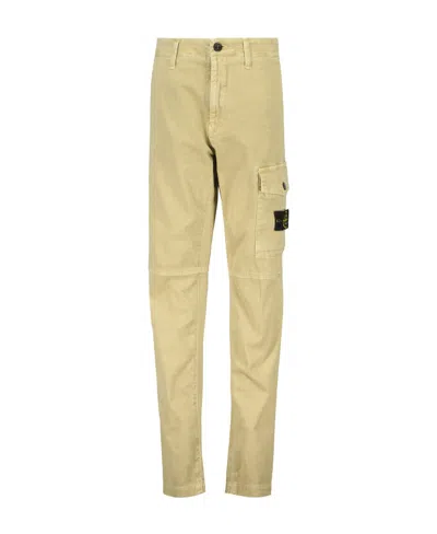 Stone Island Cargo Logo-patch Chinos In Nude