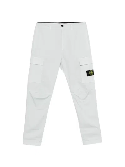 Stone Island Tapered-leg Cargo Trousers In White