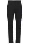 Stone Island Black Slim Cargo Pants With Elasticated Waist And Logo Patch In Stretch Cotton Man In Black