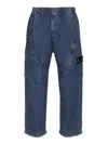 Stone Island Blue Cargo Pants With Cargo Pockets And Logo Patch On The Side In Tech Fabric Man In Blue