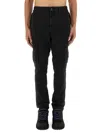 Stone Island Black Slim Cargo Pants With Elasticated Waist And Logo Patch In Stretch Cotton Man