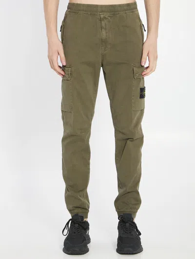 Stone Island Cargo Pants Utility Elastic Waistband In Green
