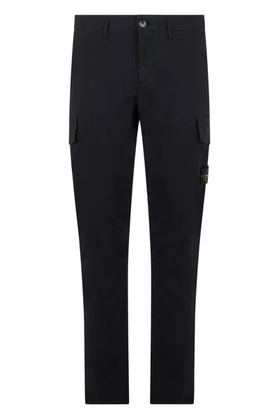 Stone Island Cargo Pants In Cotton In Blue