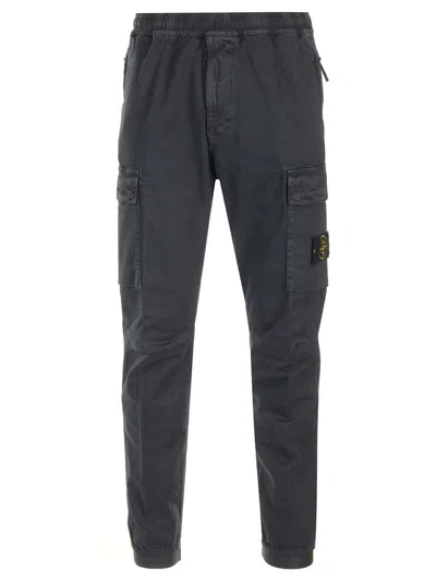 Stone Island Cargo Pants In Organic Cotton In Black