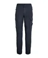 Stone Island Black Slim Cargo Pants With Elasticated Waist And Logo Patch In Stretch Cotton Man In Navy