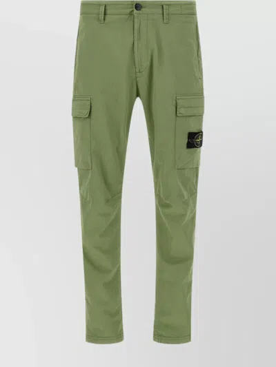 Stone Island Cargo Pants With Logo Badge And Pockets In Green