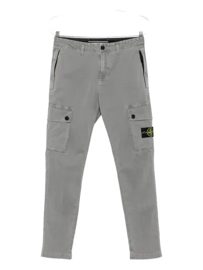 Stone Island Cargo Trousers With Patch Pockets In Gray