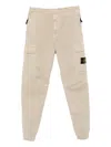 Stone Island Tapered Fit Cotton Cargo Pants With Elasticated Waistband In Neutral