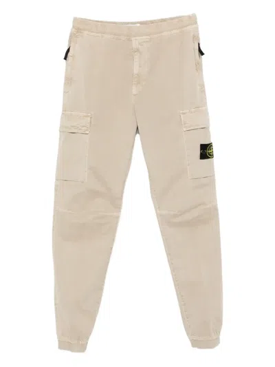 Stone Island Tapered Fit Cotton Cargo Pants With Elasticated Waistband Clothing In Gray