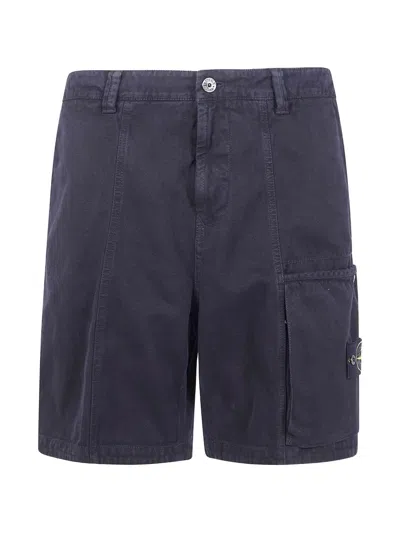 Stone Island Cargo-pocket Cotton Shorts In Blue