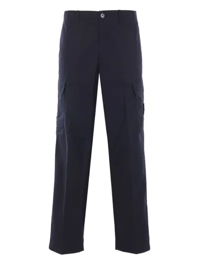 Stone Island Cargo-pocket Cotton Trousers In Blue