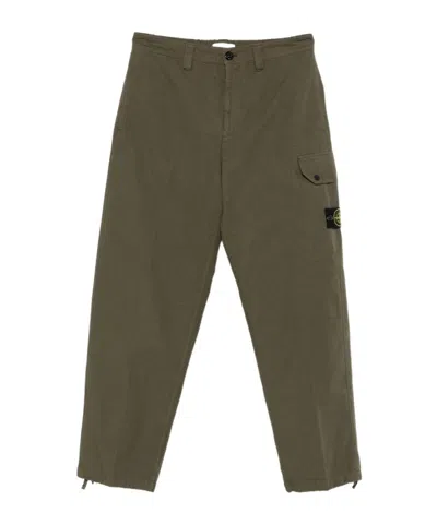 Stone Island Cargo-pocket Cotton Trousers In Green