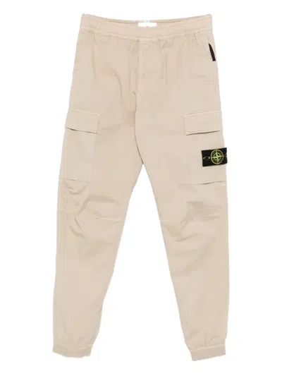 Stone Island Loose-fit Cargo Trousers With Elasticated Waistband Stretch Organic Cotton Twill In Neutral