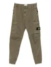 Stone Island Cargo Pocket Elasticated Trousers In Brown