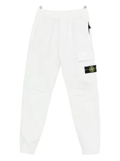 Stone Island Kids' Cargo-pocket Elasticated Trousers In White