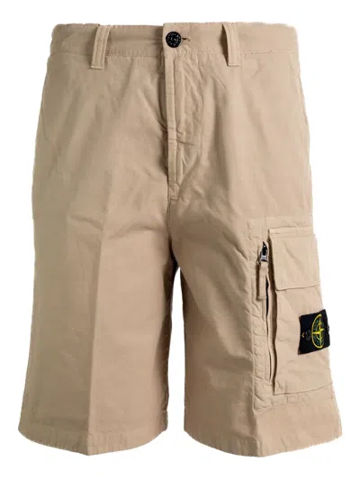 Stone Island Cargo Pocket Shorts In Brown