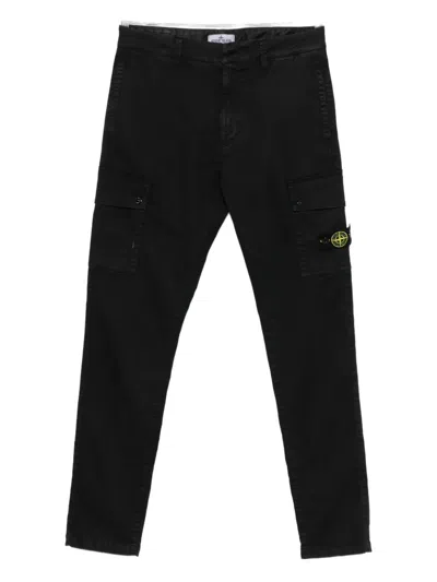 Stone Island Kids' Cargo Pocket Trousers In Black