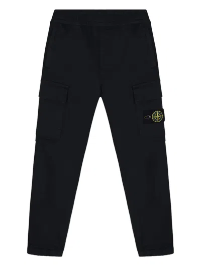 Stone Island Logo Patch Functional Cargo Straight-leg Pants In Black
