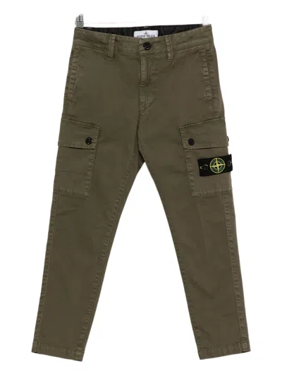 Stone Island Kids' Cargo Pocket Trousers In Green