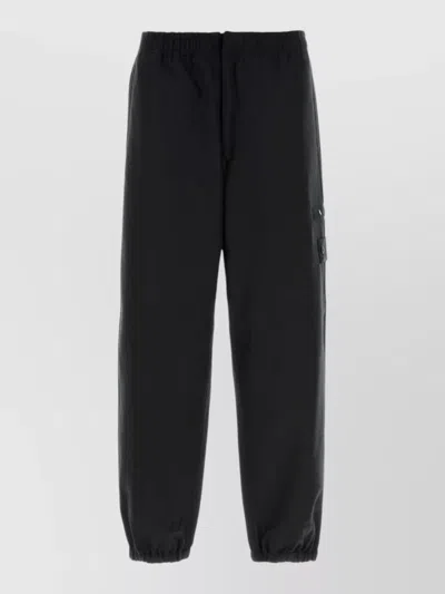 Stone Island Wool Blend Joggers Featuring Side Pockets In Black