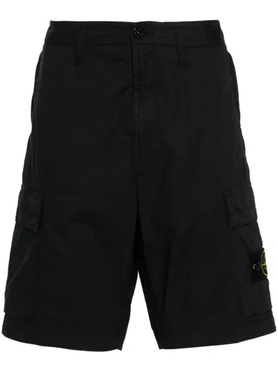 Stone Island Compass-badge Cargo Shorts In Black