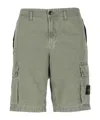 Stone Island Bermuda Cargo Shorts With Logo In Gray