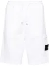 Stone Island Compass Patch Drawstring Shorts In White