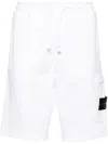 Stone Island Fleece Shorts With Adjustable Waist And Cargo Pocket In White